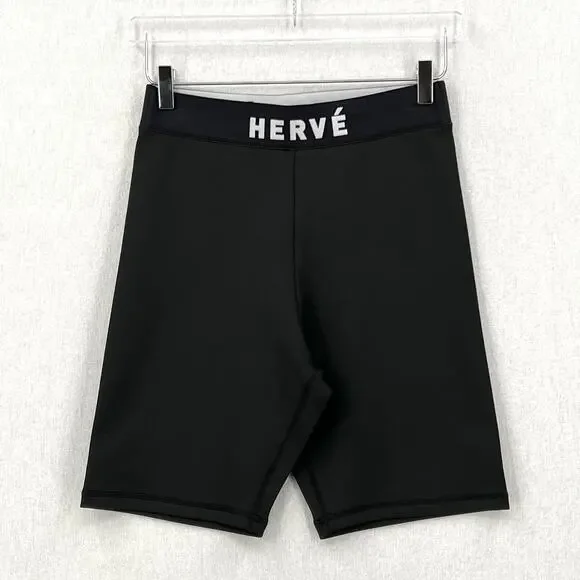HERVE LEGER Logo Bike Shorts Womens Small Black White High Rise Stretch NWT - Picture 5 of 16